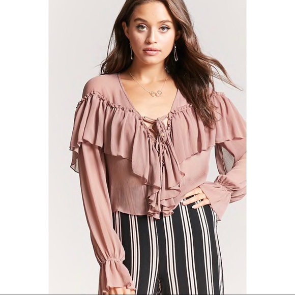 Forever 21 Tops - Forever 21 crinkled lace-up top